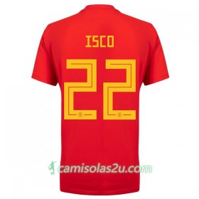 Camisolas de Futebol Espanha Isco 22 Mulher Equipamento Principal Copa do Mundo 2018 Manga Curta